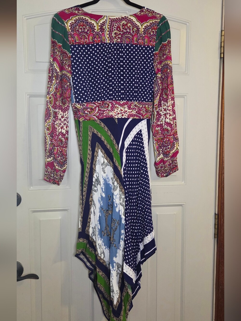 Moulinette Soeurs By Anthropologie - Mixed Print V-Neck Long Sleeve Dress - Picture 9 of 15